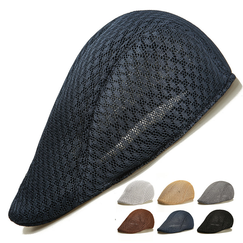 夏天全网眼帽子男鸭舌帽镂空透气贝雷帽爸爸爷爷遮阳中老年前进帽