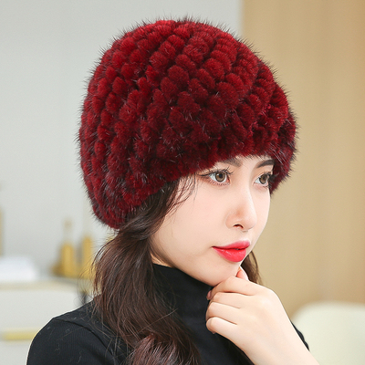 户外休闲女士冬季水貂毛护耳帽