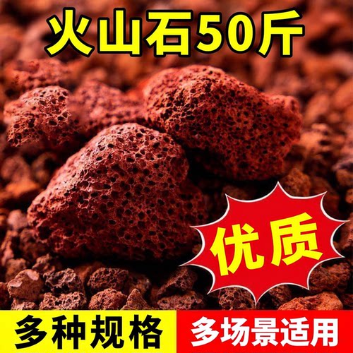 50斤火山石鱼缸水族生态造景大块火山石颗粒过滤盆栽多肉铺面石