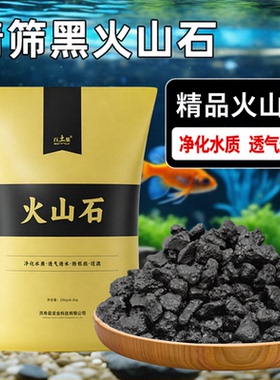 黑色火山石颗粒多肉土铺面石用黑色火山岩大块水族过滤造景铺面石