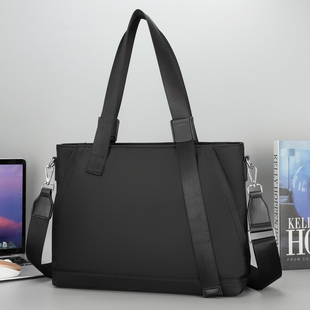 新款轻便手提包男横款潮牌商务出差公文包大容量时尚牛津布电脑包