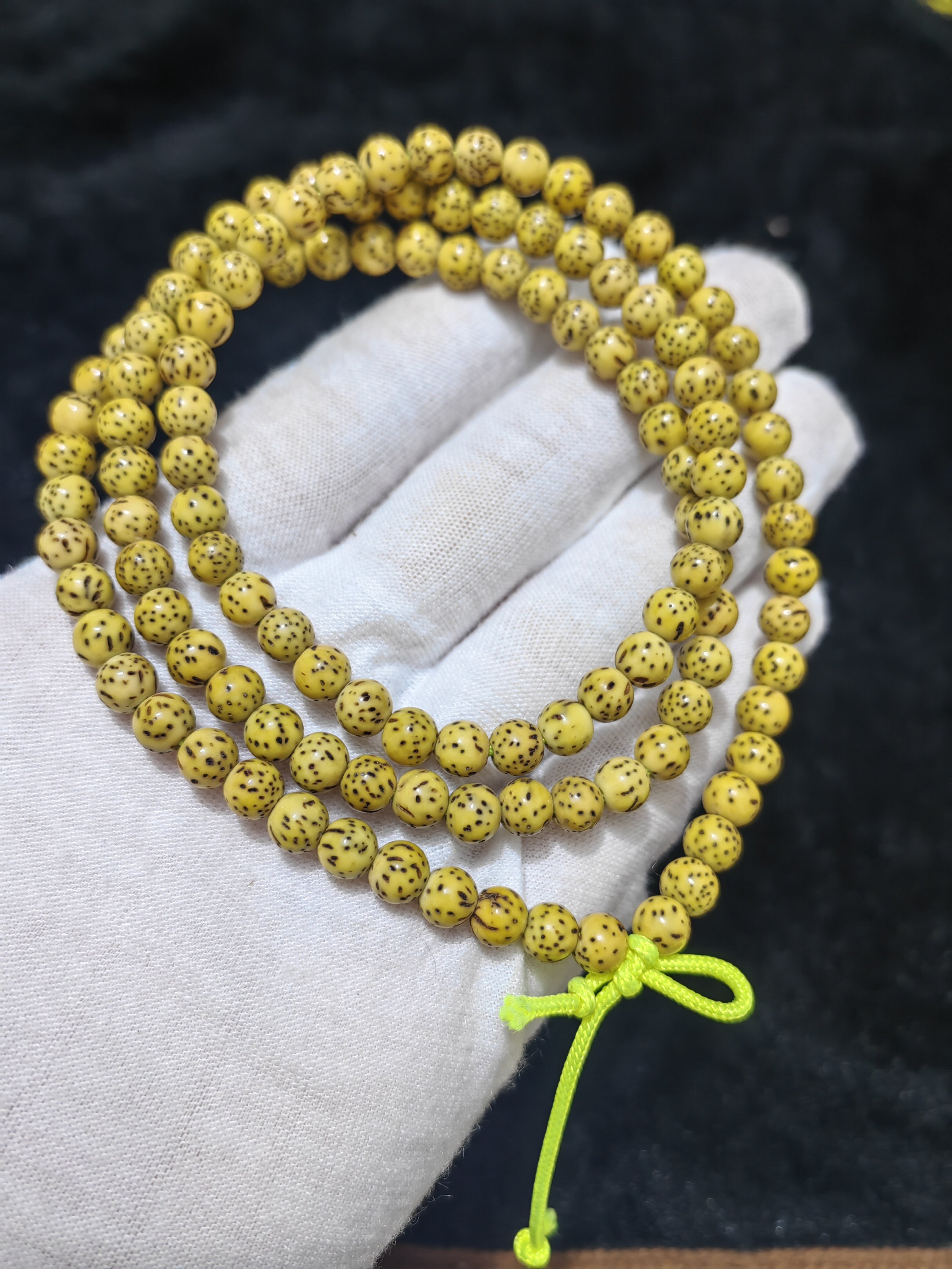 海南原生态鸡油黄星月菩提6圆天然星月精抛手串项链佛珠