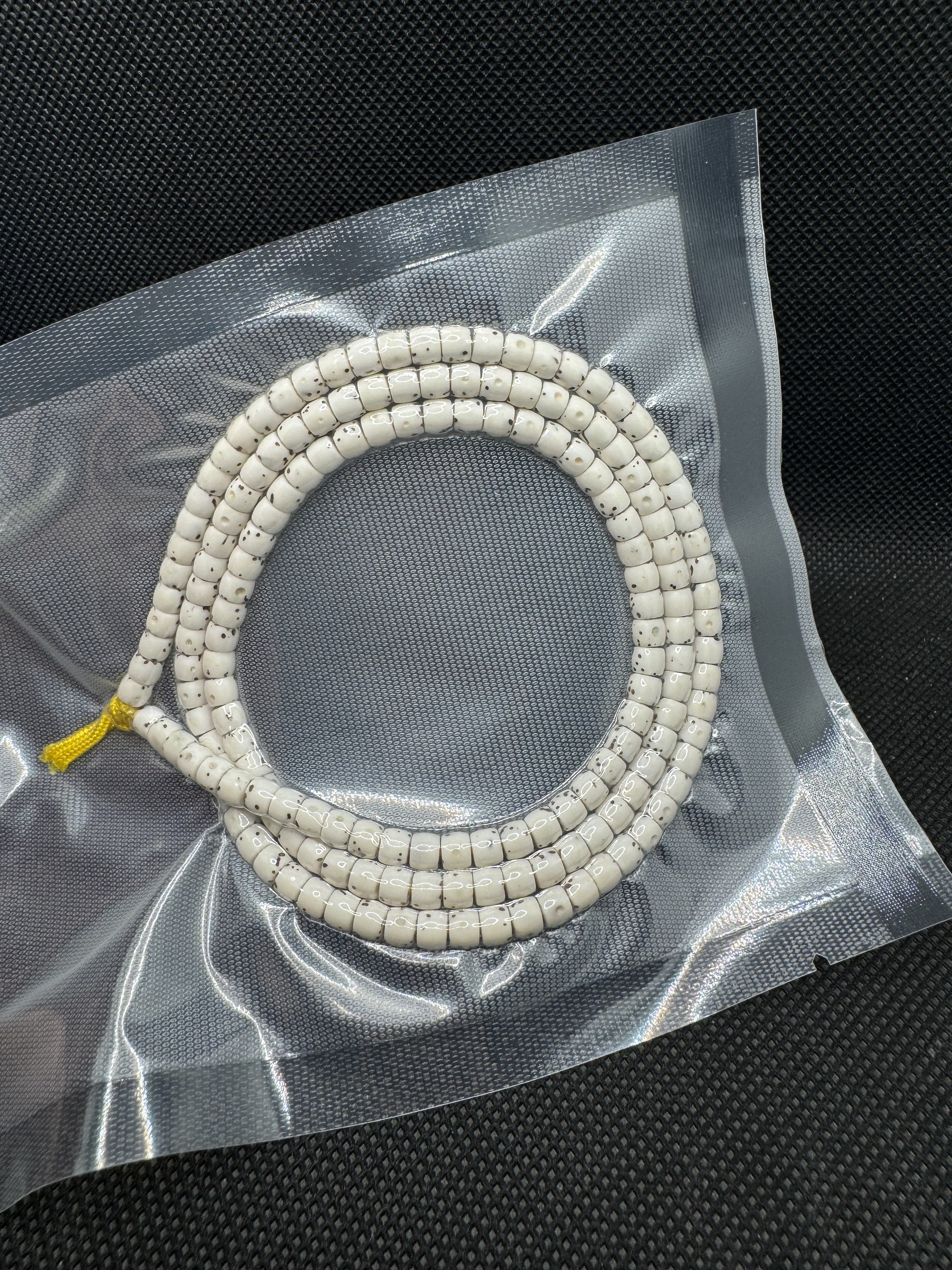 海南星月菩提籽大留白5X4直切桶珠迷你女士款佛珠高密顺白原生态