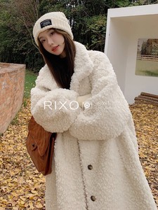 RIXO EXIT法式羊羔毛外套女中长款冬季新款宽松加厚皮草大衣棉服