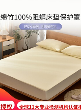寝之堡竹棉保护罩吸汗透气1米8隔脏防水床笠竹纤维床垫套外贸尾单