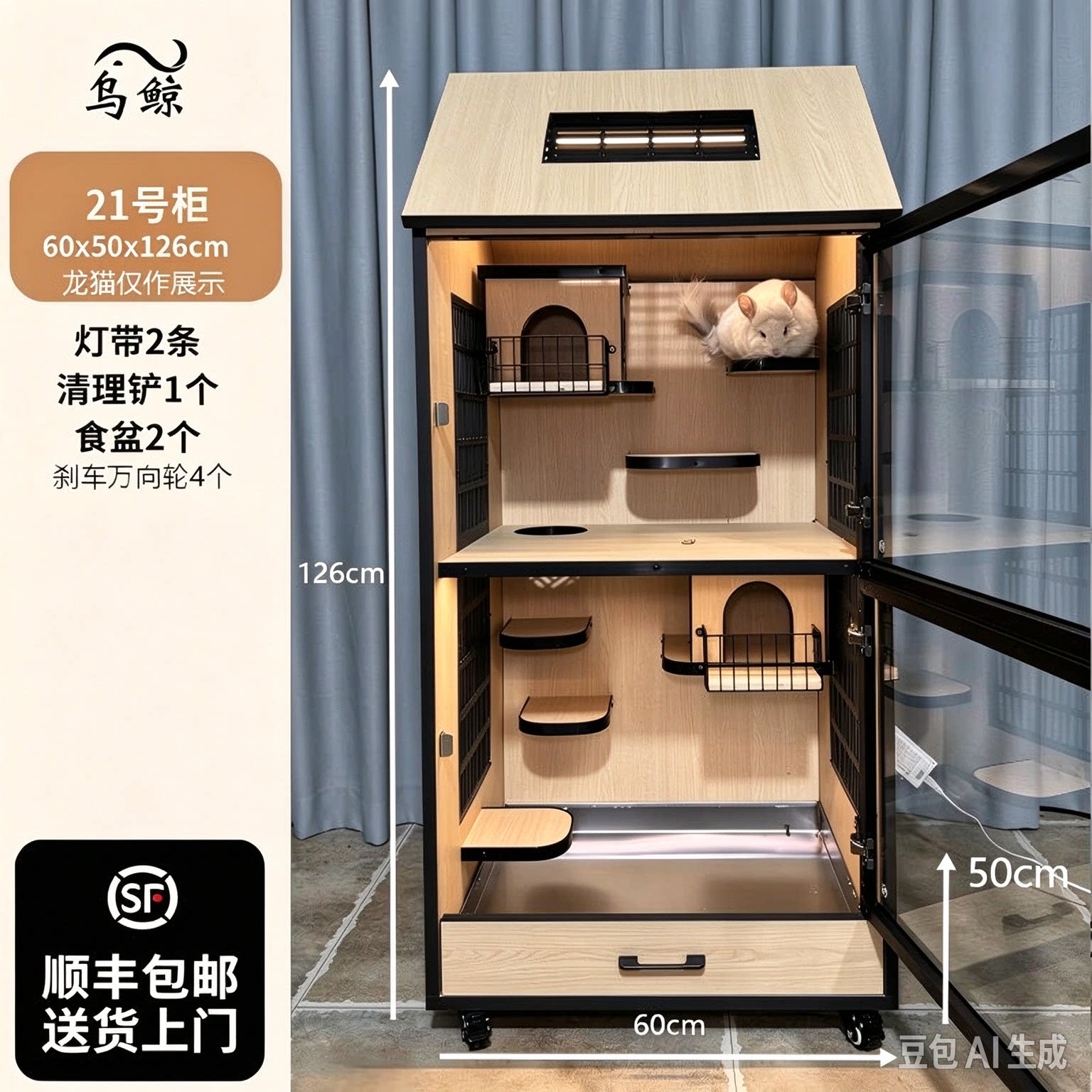 龙猫柜笼别墅笼定制笼可改装空调豪华舒适实木生态板多层实木板