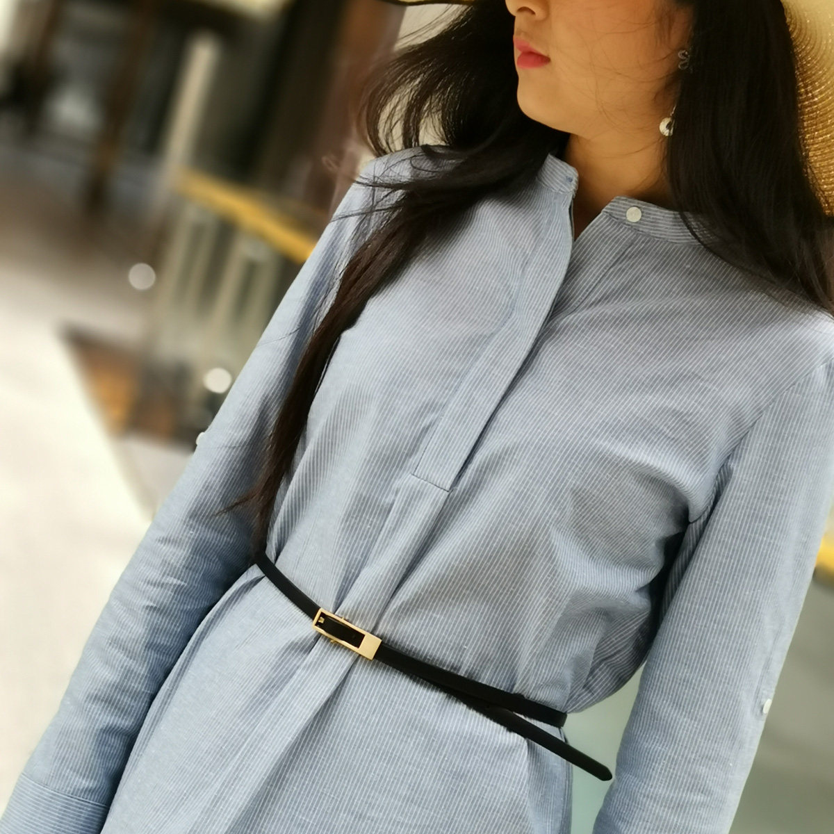 牛皮白色女士百搭风细腰带