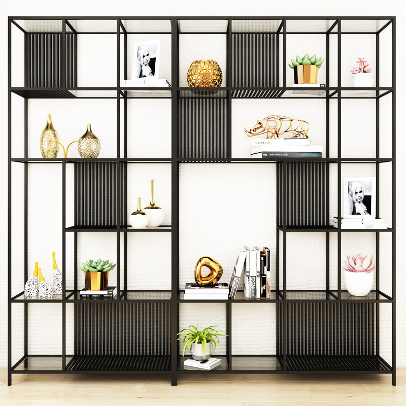 铁艺书桌置物架书架隔断简约落地客厅装饰创意展示架北欧办公室