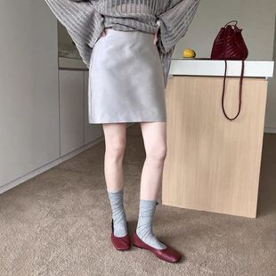 Hoo字秋季 极女亲肤直身简丝毛百搭Hoo半身裙 新款 BQA872十三行法式