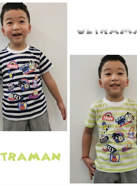 日单奥特曼人儿童T恤 外贸日系男童夏季卡通动漫咸蛋超人纯棉短袖