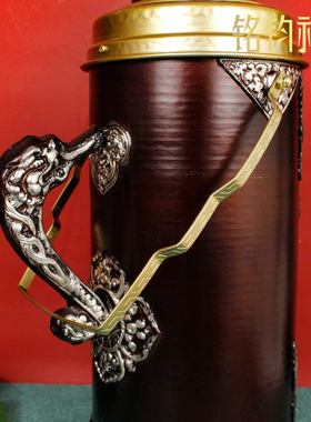 新款8磅温水瓶藏式蒙古吉祥雕花复古保温壶民族风手提暖瓶大容量