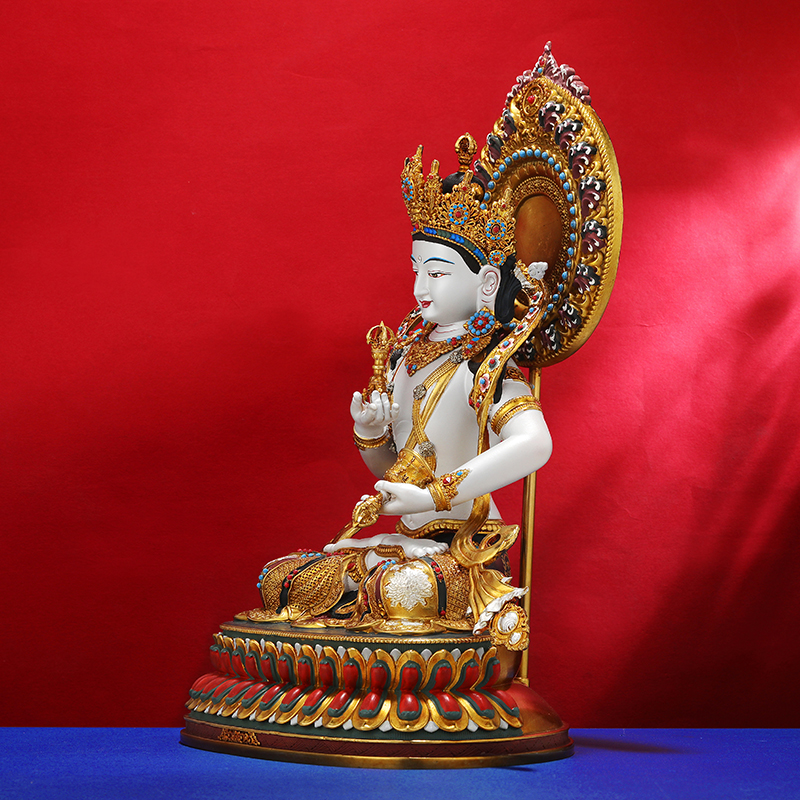 尼泊尔工艺金刚萨埵佛像铜彩绘背光藏式密宗铜佛像摆件7寸10寸