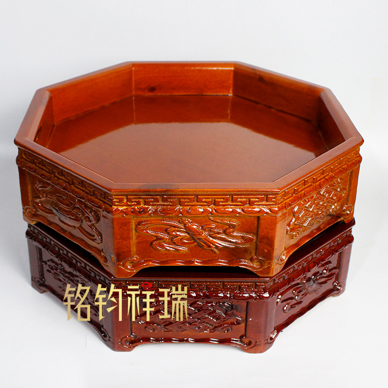 八边形实木果盘八角形托盘八吉祥供果盘坚果盘供果盘家用木质果盘