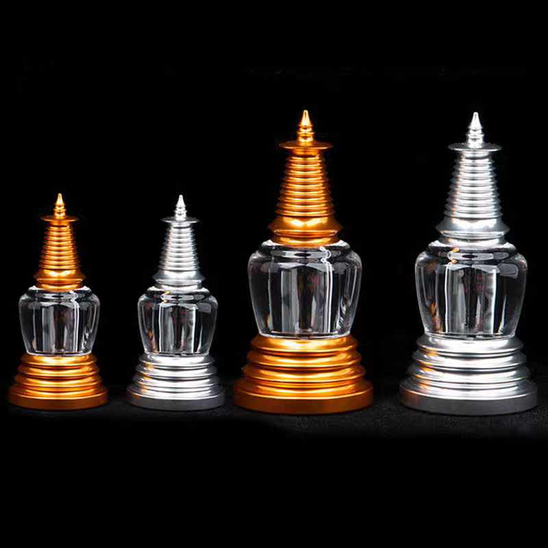 水晶舍利塔亚克力装藏佛塔藏式摆件舍利瓶嘎乌瓶宝瓶装舍利子瓶