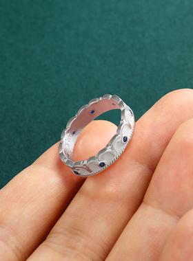 S925纯银镀金戒指度母莲花民族风女款银戒指镀金镶红刚玉小众对戒