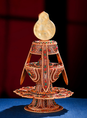 尼泊尔掐丝长寿宝瓶观音藏式地藏王无量寿宝瓶铜大号25cm菩提树下