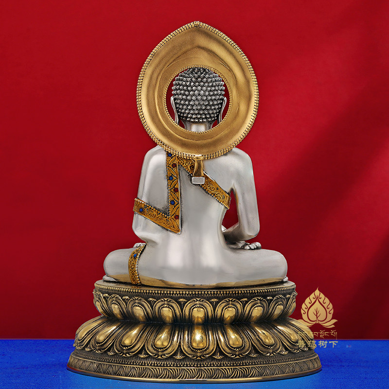S999纯银做旧阿弥陀佛佛像供奉摆件藏传密宗家居佛像摆件中号16cm
