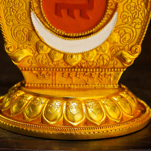 藏式尼泊尔工艺铜鎏金文殊师利菩萨吉祥安巴根特摆件三寸五寸