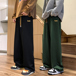 K872P42新款裤子男士闲宽松直筒阔腿运动vibe风高街长裤图片