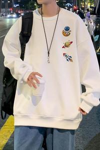 W356P35新款套头圆领卫衣男宽松上衣潮牌趣味印花外套图片