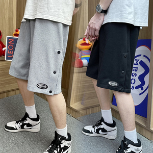 XZ304A-DA小众华夫格卫裤男短裤5分宽松薄款外穿港风潮流,空姐黑色职业装搭配图片