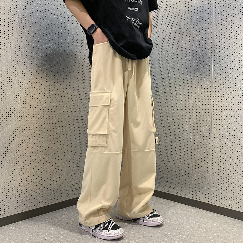 K886FP48新款复古宽松直筒工装裤阔腿拖地美式高街休闲长裤,男装休闲裤,星座304A