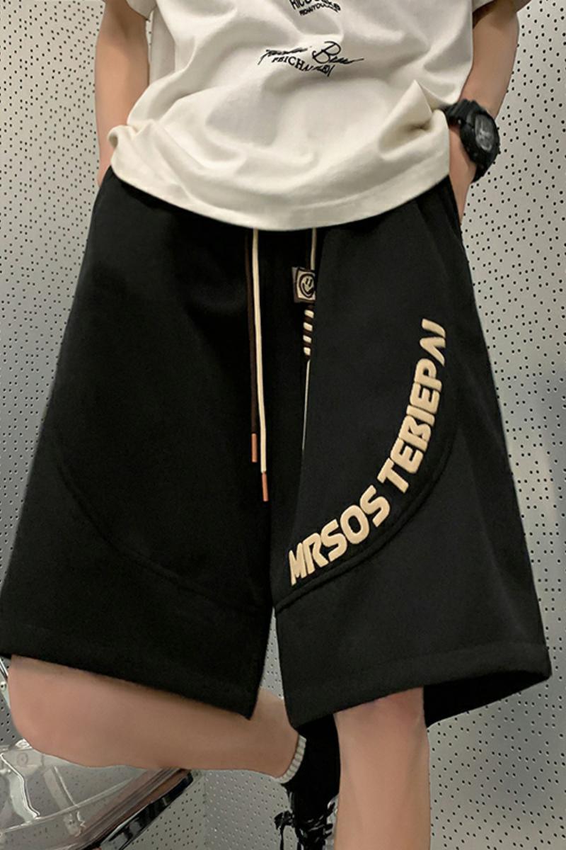 DK78FP40新款发泡复古抽绳短裤男宽松大裤衩美式休闲运动五分裤子,男装休闲裤,星座304A