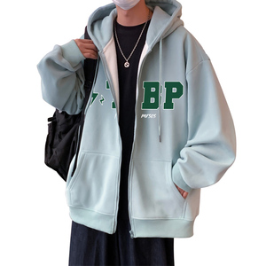 H177FP70加绒75新款卫衣含棉66%休闲衣服男装连帽拉链开衫图片