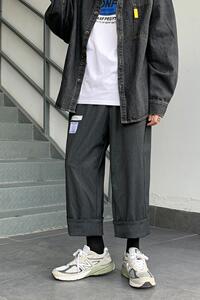 XZ304B-2-KZ516-B新款大直筒松紧腰慵懒风休闲西裤加厚弹力图片
