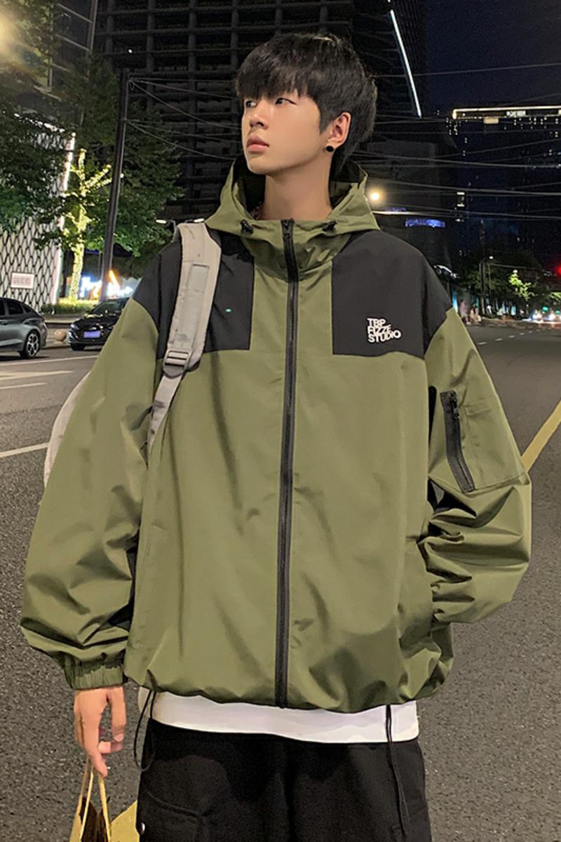 美式工装外套男秋冬季加厚户外拼接撞色夹克痞帅潮牌宽松连帽棉服,男装夹克,星座304A