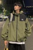 美式工装外套男秋冬季加厚户外拼接撞色夹克痞帅潮牌宽松连帽棉服，男装夹克，星座304A