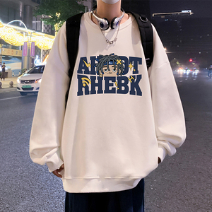 W535FP35新款宽松chic重磅休闲卫衣嘻哈套头圆领cityboy打底衣服图片