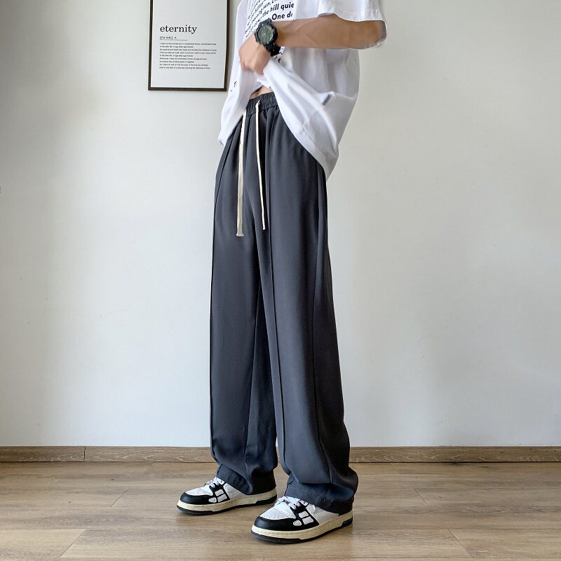 K881FP42新款垂感冰丝裤子薄款纯色西裤宽松休闲速干休闲裤,男装休闲裤,星座304A