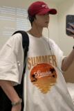 304A-T611C新款短袖t恤男纯棉美式设计感小众半袖圆领潮流，男装T恤，星座304A
