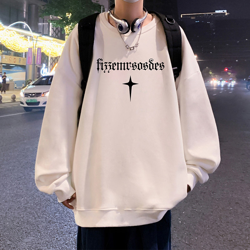 W551加绒FP65新款宽松圆领加绒卫衣休闲套头长袖打底无帽外套衣服图片