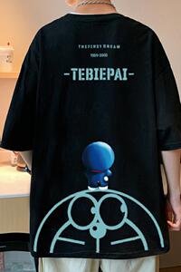XZ304A-ST518BC新款港风短袖t恤男ins潮流多啦A梦卡通宽松潮流图片