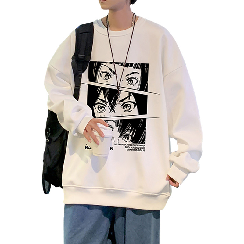 W309DP35新款圆领卫衣男宽松上衣服日系动漫头像印花长袖INS,男装卫衣,星座304A