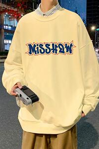W507DP35冬季字母印花美式圆领卫衣男宽松套头秋季长袖上衣小众图片