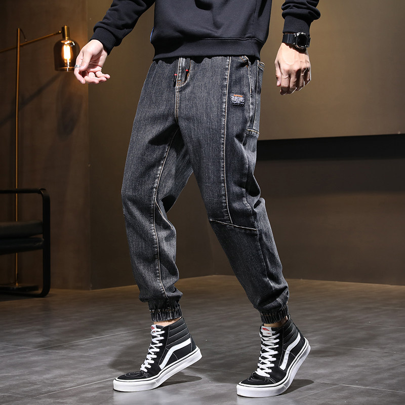 XZ304B-2-KZ2035-B新款贴标撞色牛仔裤腰束脚宽松大码休闲,男装牛仔裤,星座304A