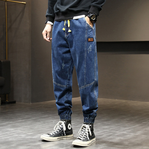 XZ304B-2-K2023-CP60秋冬工装哈伦裤松紧腰束脚男士牛仔裤休闲图片