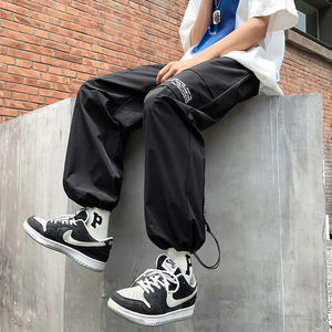 K812P38新款抽绳束脚直筒工装裤男运动宽松休闲裤图片