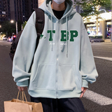 H177FP70加绒75新款重磅连帽卫衣开衫外套男宽松情侣拉链外套，男装卫衣，星座304A