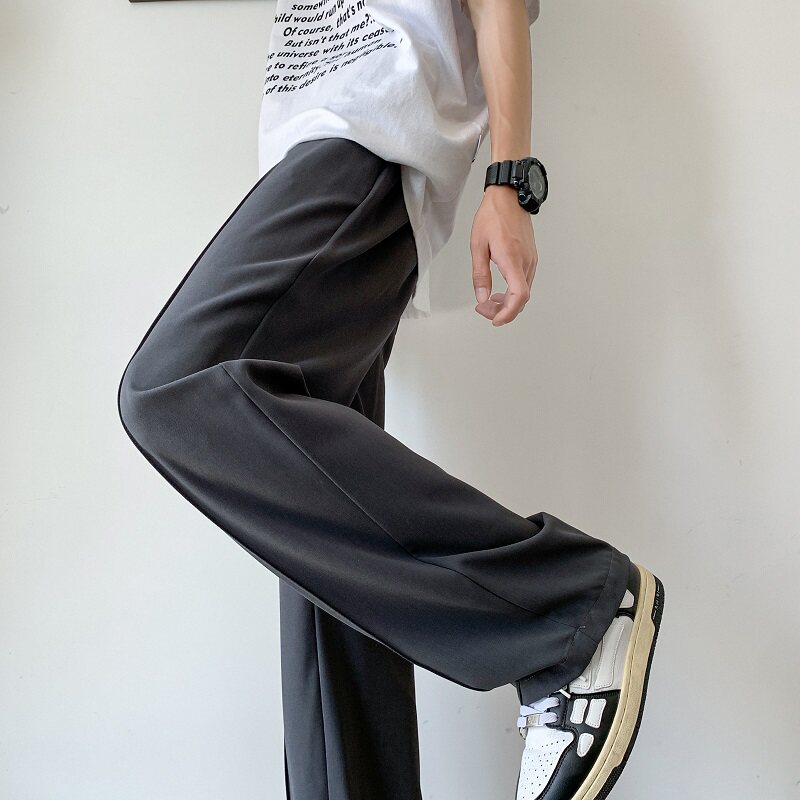 K881FP42新款冰丝阔腿垂感西裤直筒休闲裤男纯色,男装休闲裤,星座304A