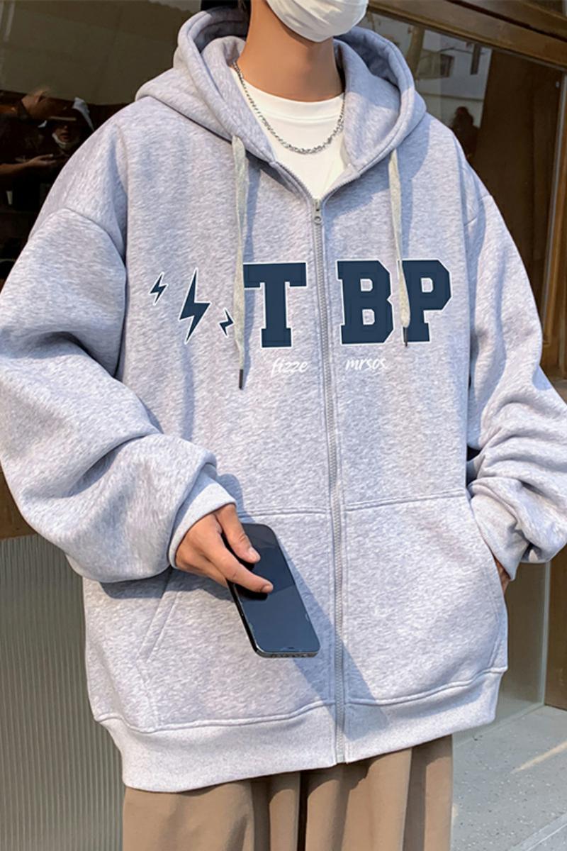 H177FP70加绒75新款重磅连帽卫衣开衫外套男宽松情侣拉链外套,男装卫衣,星座304A