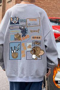 W391加绒FD薄款35新品卡通加厚加绒卫衣男百搭无帽外套图片