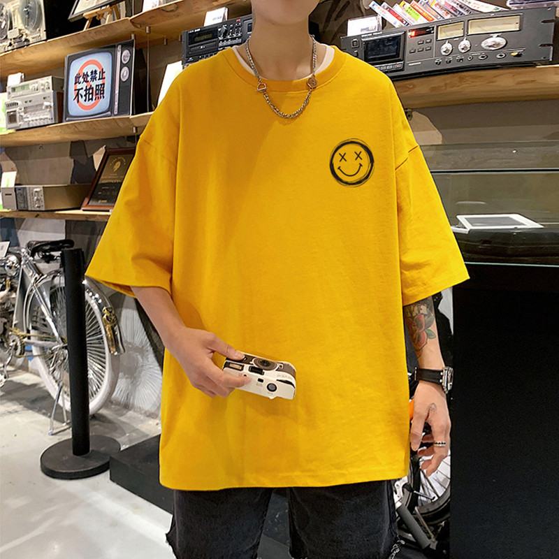 XZ304A-ST596P25港风笑脸男士短袖t恤夏季新款ins潮牌简约潮流,男装T恤,星座304A