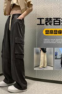 K886FP48新款复古宽松直筒工装裤阔腿拖地美式高街休闲长裤图片