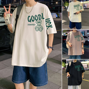 美式小熊短袖t恤男款夏季潮牌大码复古五分潮流印花宽松半袖体恤图片