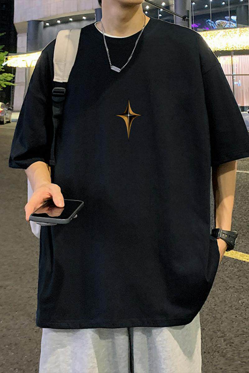 T681FCP26夏季纯棉短袖t恤男四角星标印花内搭半袖潮流体恤衫,男装T恤,星座304A