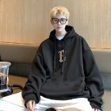 M003DP60加绒65新款100%含棉量重磅连帽卫衣男INS宽松情侣外套，男装卫衣，星座304A